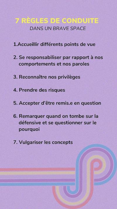 7 règles de conduite dans un brave space