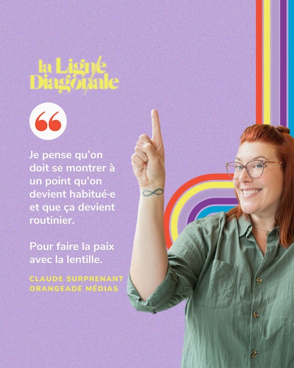 Je pense qu'on doit se montrer à un point qu'on devient habitué·e et que ça devient routinier. Pour faire la paix avec la lentille. - Claude Surprenant